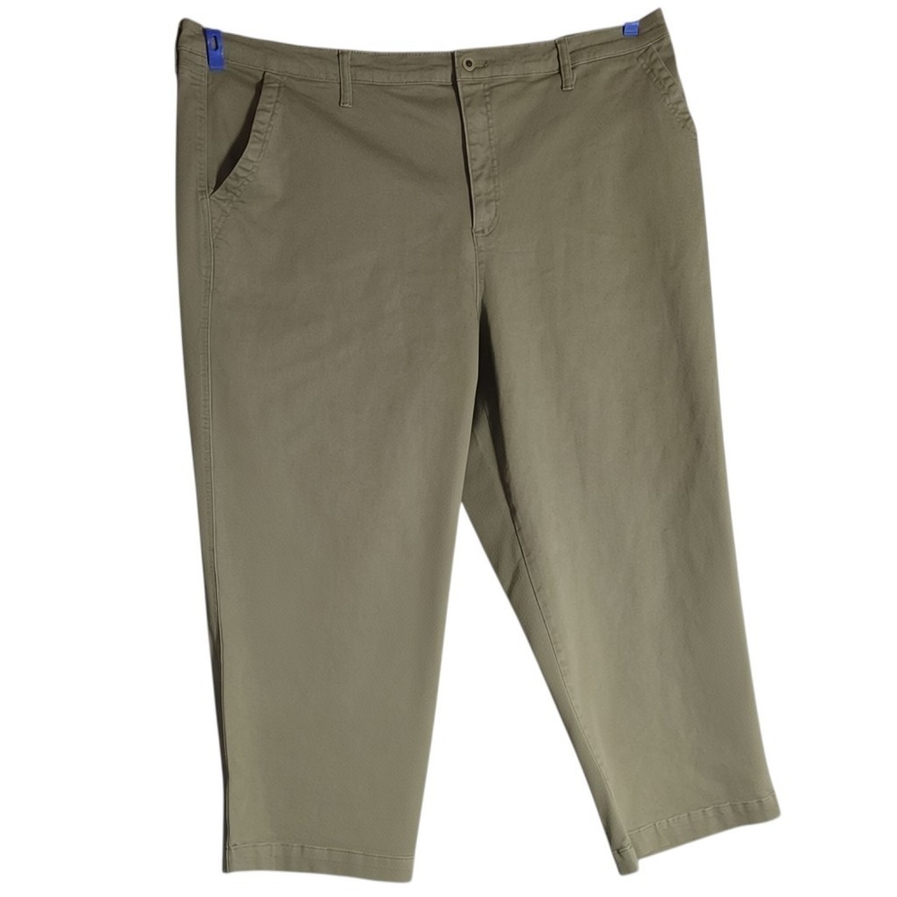 NINE WEST Women's 22W Olive Wide Leg Pants High Rise Plus Size Solid NWT